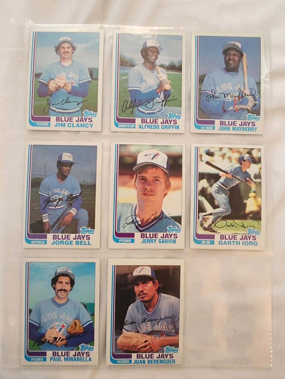 Topps 1982 Blue Jays Collectible Baseball Cards — with Printed Player Signatures